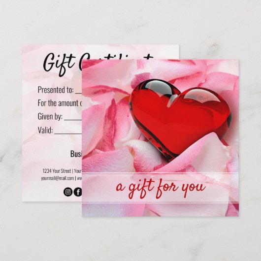 Glazen Valentijnsdag Roos Petals Gift Kaart (Voorkant / Achterkant)