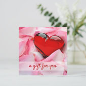 Glazen Valentijnsdag Roos Petals Gift Kaart (Staand voorkant)