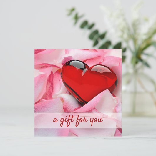 Glazen Valentijnsdag Roos Petals Gift Kaart (Staand voorkant)