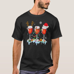 glazen van witte mas lichte rendierSanta-hoed T-shirt