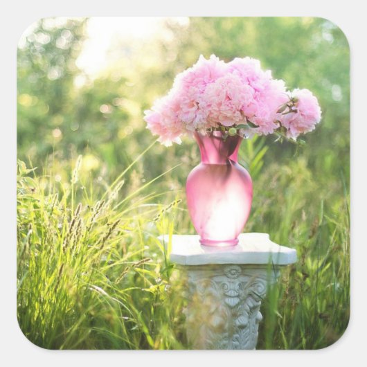  glazen vet van roze bloemen stickers (Voorkant)