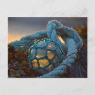 Glazen visvangfloat, Zonsondergang, Alaska Briefkaart
