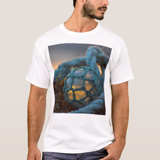 Glazen visvangfloat, Zonsondergang, Alaska T-shirt (Voorkant)