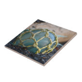 Glazen visvangst drijver, verticaal tegeltje (Zijkant)