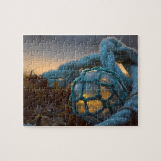 Glazen visvangst drijver, Zonsondergang, Alaska Legpuzzel (Horizontaal)
