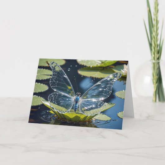 Glazen vlinder voor de verjaardag kaart (Voorkant)