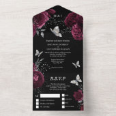 Glazen vlinderglansglansglansglansglansglansend ro all in one uitnodiging (Binnen)