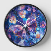 Glazen Vlinders op Bloemen Kleurrijke 3D Kunst (Voorkant)