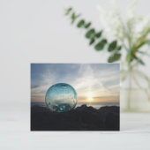 Glazen vlotter en zonsondergang briefkaart (Staand voorkant)