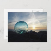 Glazen vlotter en zonsondergang briefkaart (Voorkant / Achterkant)