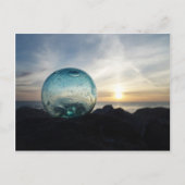 Glazen vlotter en zonsondergang briefkaart (Voorkant)