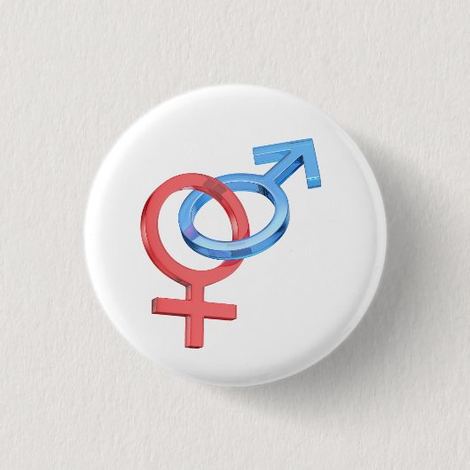 Glazen vrouw en mannelijke geslachtskenmerken ronde button 3,2 cm (Voorkant)