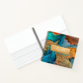 Glazen waterverf gouden turquoise vierkant notitieboek (Binnen)