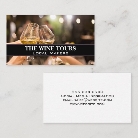 Glazen Wijn Toasten Visitekaartje (Voorkant / Achterkant)