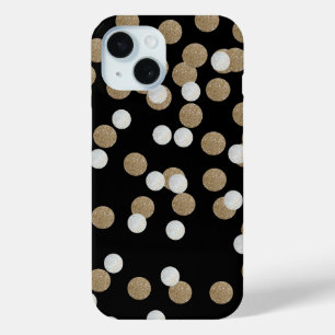 glazen witte stippen champagne Gold confetti iPhone 15 Case