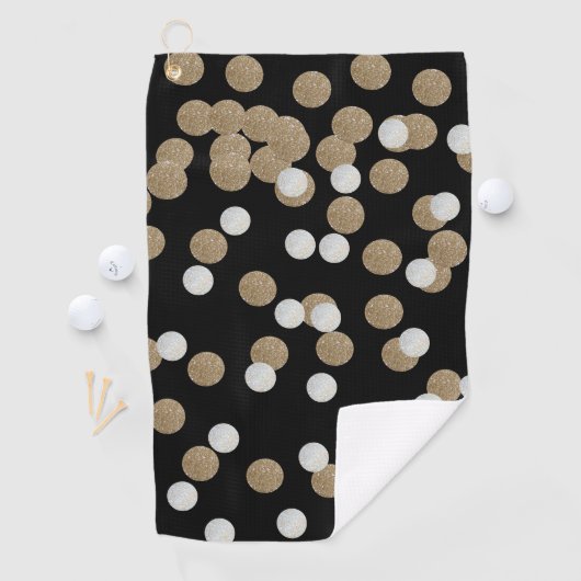 glazen witte stippen champagne Gold confetti Golfhanddoek (Insitu)