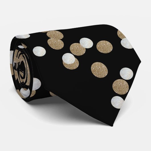glazen witte stippen champagne Gold confetti Stropdas (Opgerold)