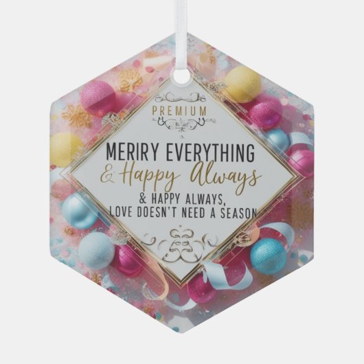 Glazen zeshoekige kerstversiering – Premium kerstd Glas Ornament (Voorkant)