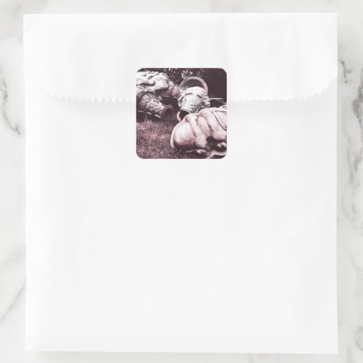 glazen zomersappelpitten vierkante sticker (Tas)