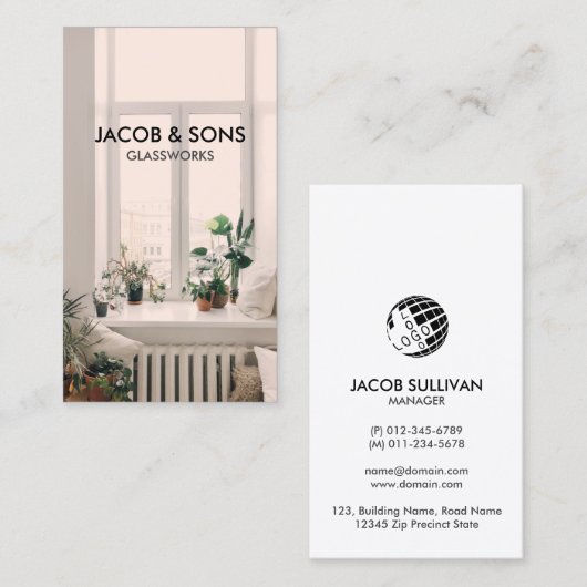 Glazier Glazing Glazen Visitekaartje (Voorkant / Achterkant)