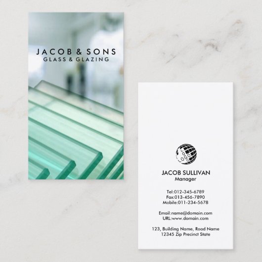 Glazier Glazing Glazen Visitekaartje (Voorkant / Achterkant)