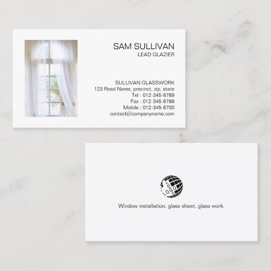 Glazier Glazing Glazen Visitekaartje (Voorkant / Achterkant)