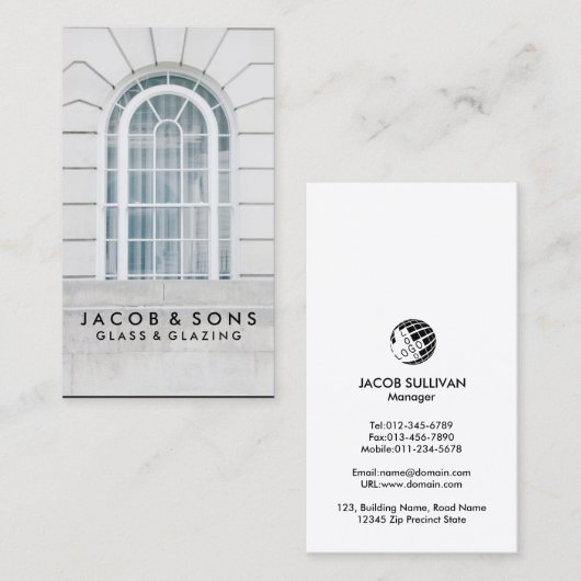 Glazier Glazing Glazen Visitekaartje (Voorkant / Achterkant)