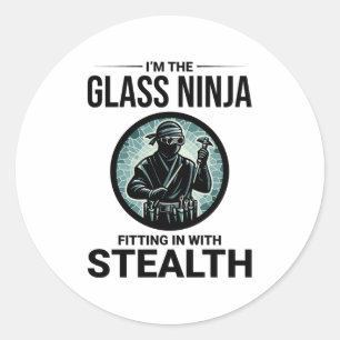 Glazier Window Glass Fitting Fitter Ninja Ronde Sticker
