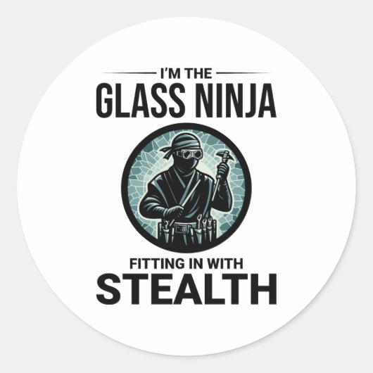 Glazier Window Glass Fitting Fitter Ninja Ronde Sticker (Voorkant)