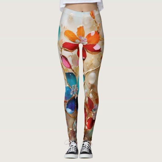 GLAZIGE BLOEMIGE LEGGINGS (Voorkant)