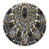glazuur kunst deco zwarte goudmahemaan keramische knop (Voorkant)