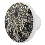 glazuur kunst deco zwarte goudmahemaan keramische knop (Rechts)