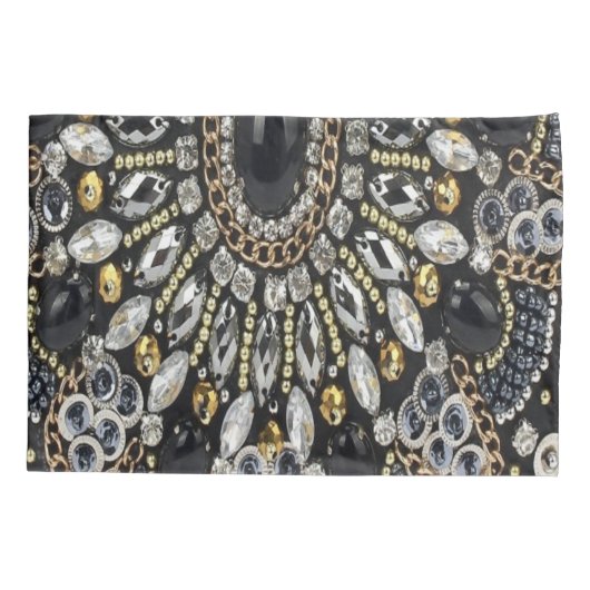 glazuur kunst deco zwarte goudmahemaan kussensloop (Achterkant-Links)