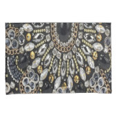 glazuur kunst deco zwarte goudmahemaan kussensloop (Voorkant-Rechts)