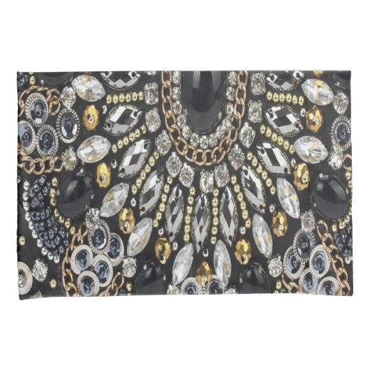 glazuur kunst deco zwarte goudmahemaan kussensloop (Voorkant-Rechts)