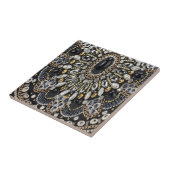 glazuur kunst deco zwarte goudmahemaan tegeltje (Zijkant)