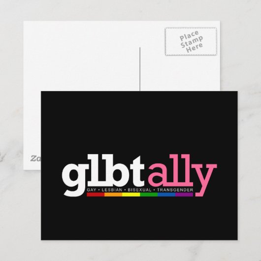 GLBT Ally Black Briefkaart (Voorkant / Achterkant)