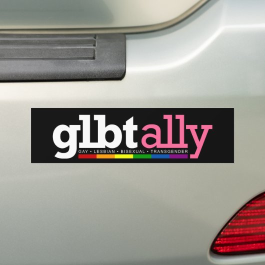 GLBT Ally Black Bumpersticker (Op auto)