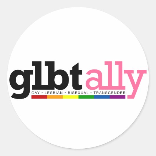 GLBT Ally Ronde Witte Sticker (Voorkant)