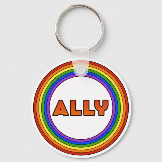 GLBT Ally Sleutelhanger (Button stijl) (Voorkant)