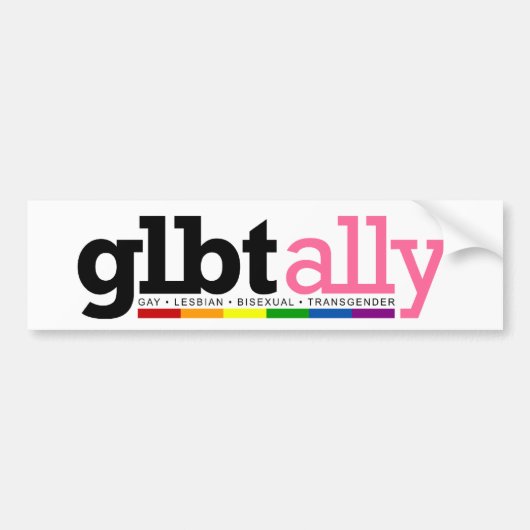 GLBT Ally White Bumpersticker (Voorkant)