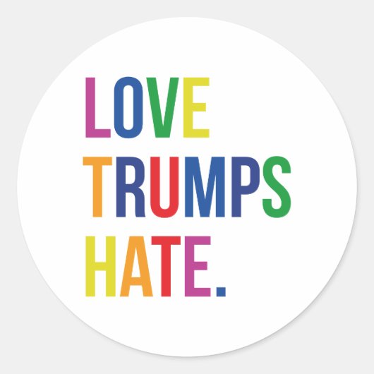 GLBT Love Trumps Hate Ronde Sticker (Voorkant)