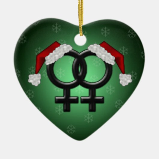 GLBT-mas - Lesbiaans groen Keramisch Ornament (Voorkant)