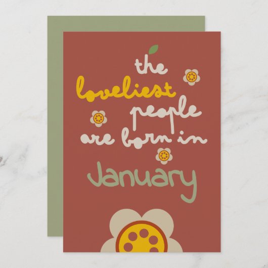 GLEAM GLADE - Birthday Floral Invitation Kaart (Voorkant / Achterkant)