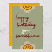 GLEAM GLADE - Birthday Floral Invitation Kaart (Voorkant / Achterkant)