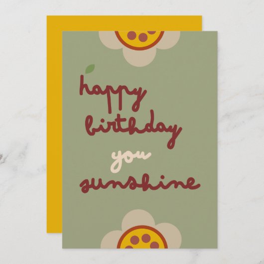 GLEAM GLADE - Birthday Floral Invitation Kaart (Voorkant / Achterkant)