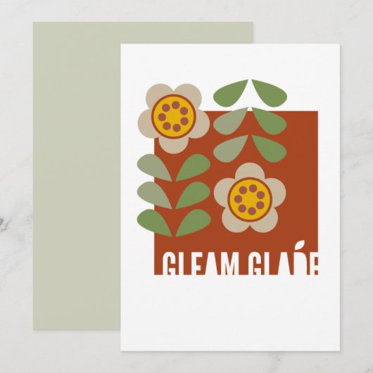 GLEAM GLADE - Modern Floral Invitation Kaart (Voorkant / Achterkant)