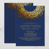 Gleaming Afstudeerder Blue Invitation Custom Kaart (Voorkant / Achterkant)