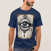 Gleaming Guardian: Oud-Grieks Evil Eye T-shirt (Voorkant)