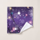 Gleaming Misty Paarse Kerstwinter Wonderland Bad Handdoek (Wasdoekje)